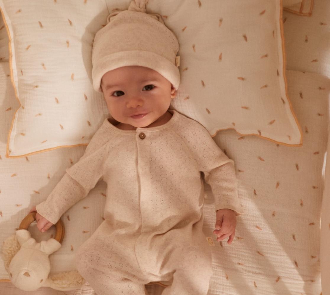 Pijama Bebé Canalé Pointelle | Avena jaspeada