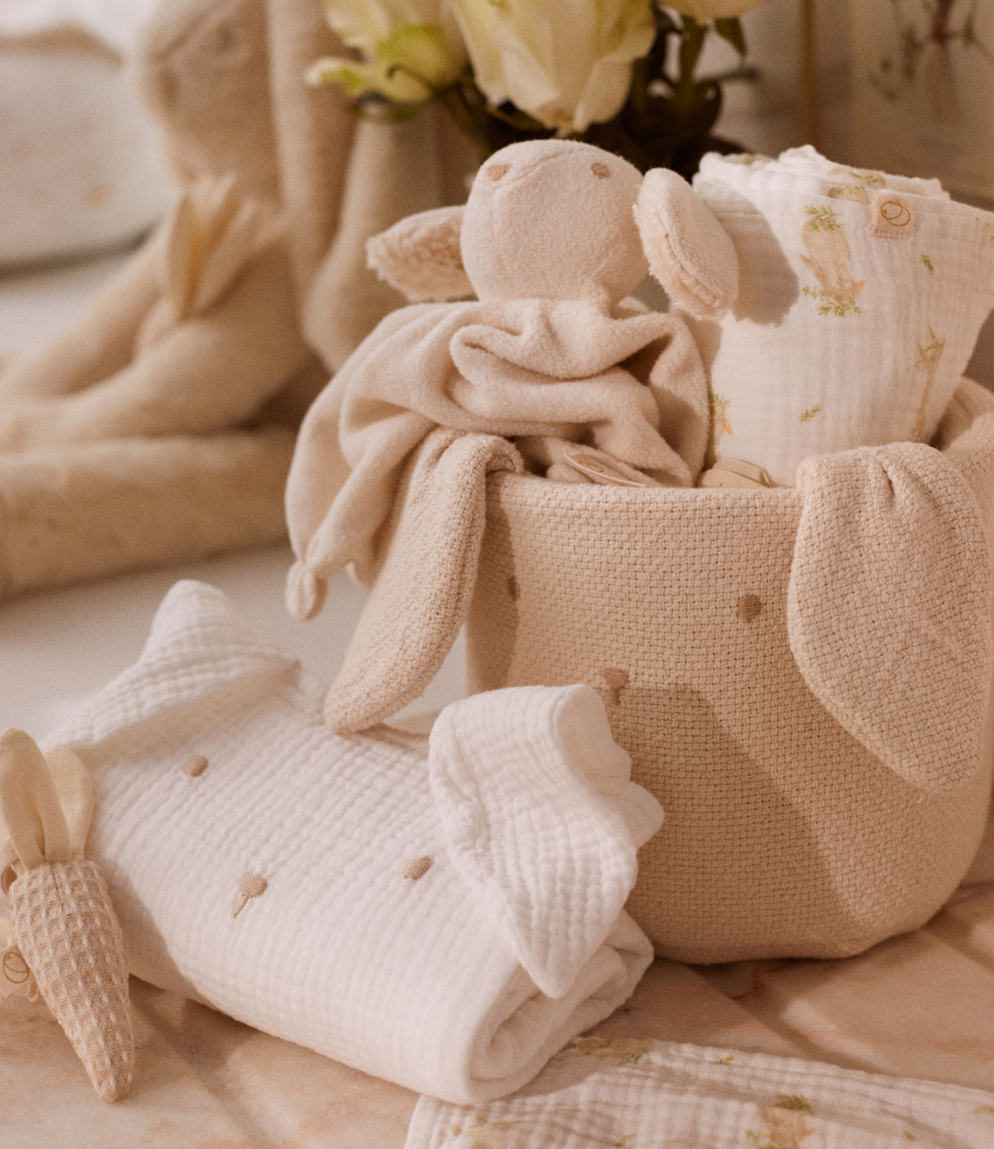 Paños de Muselina Conjunto de 2 | Ropa | Ropa | Blanco sucio, Estampado de conejos